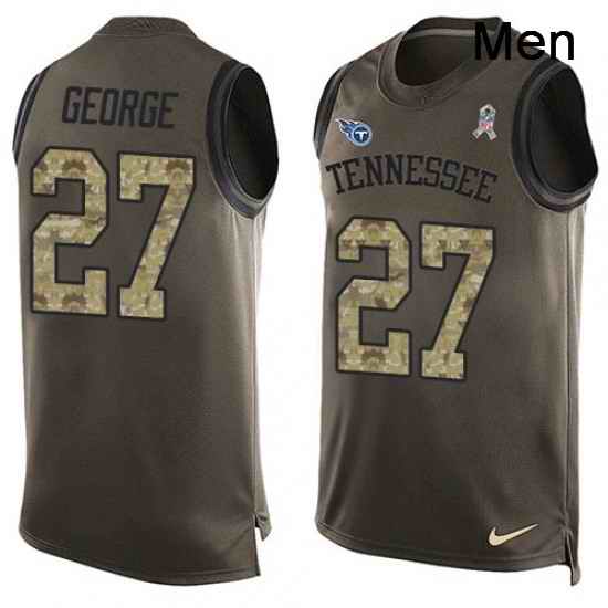 Mens Nike Tennessee Titans 27 Eddie George Limited Green Salute to Service Tank Top NFL Jersey